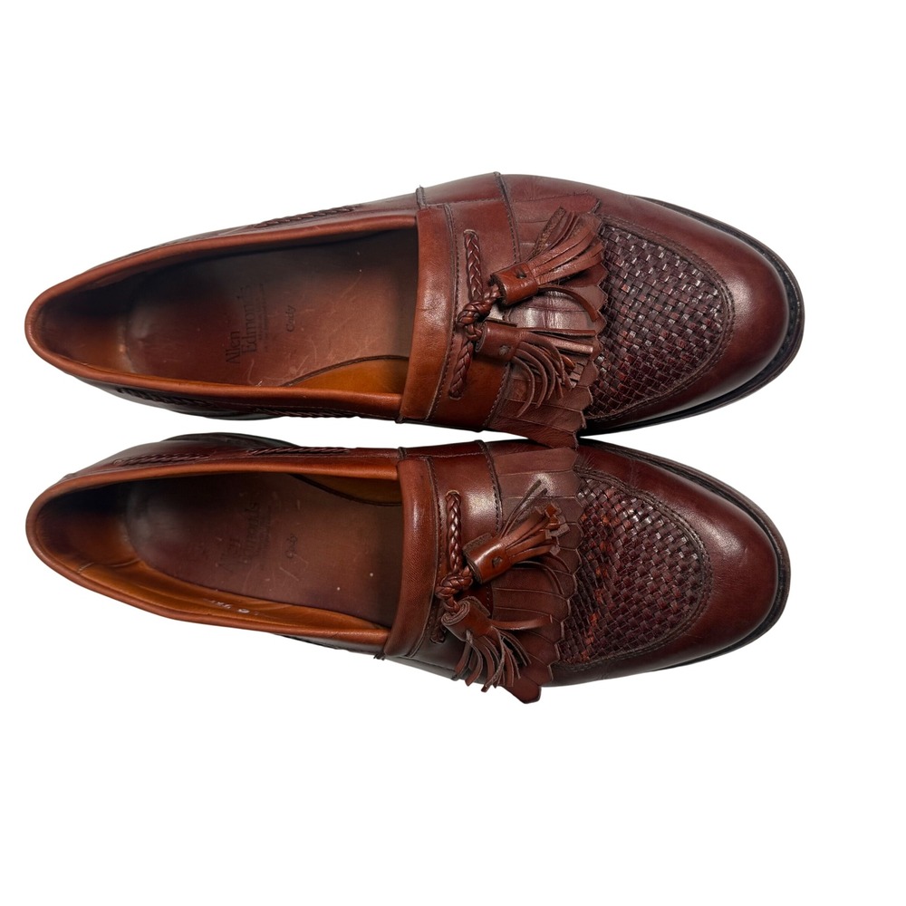 Allen Edmonds Cody Tassel Loafer Mens 11 C Burgundy Leather Woven Kiltie Preppy